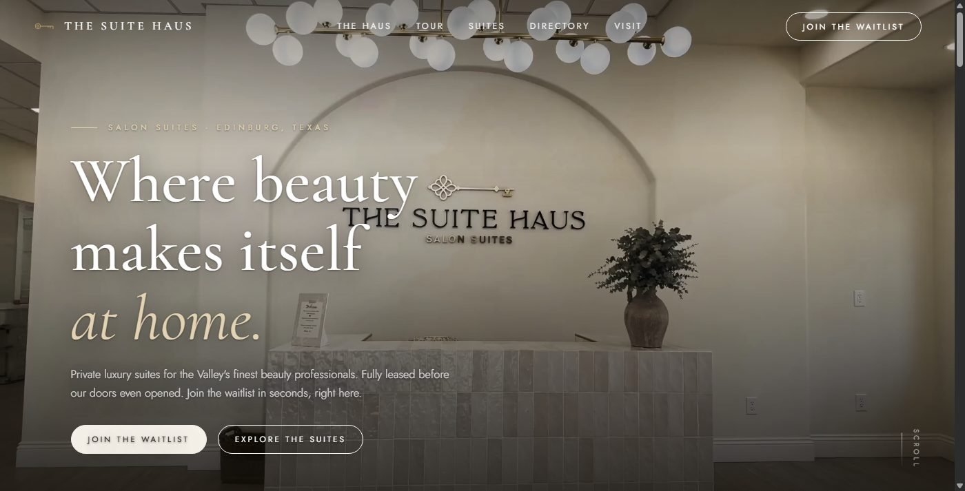 The Suite Haus salon suites website built by Dominguez Web Builders, Edinburg TX