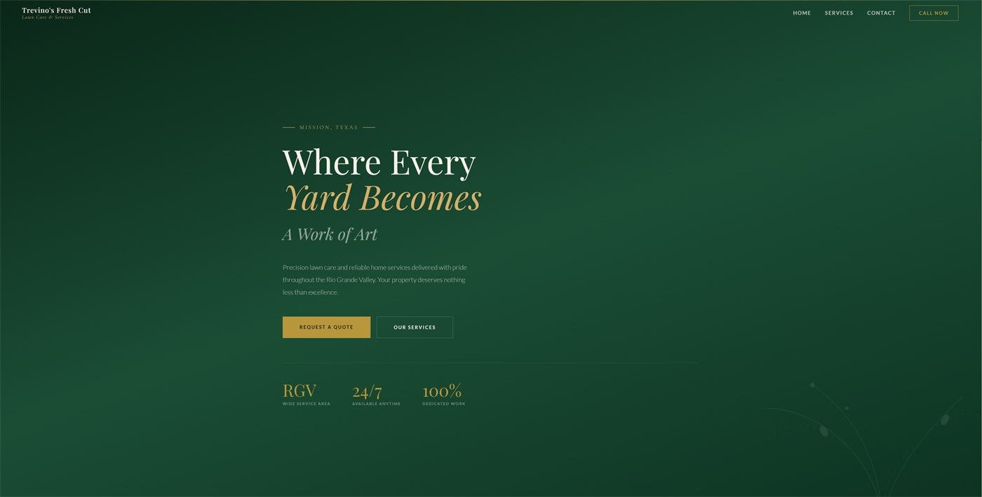 Trevino's Fresh Cut Lawn Care website built by Dominguez Web Builders, Mission TX